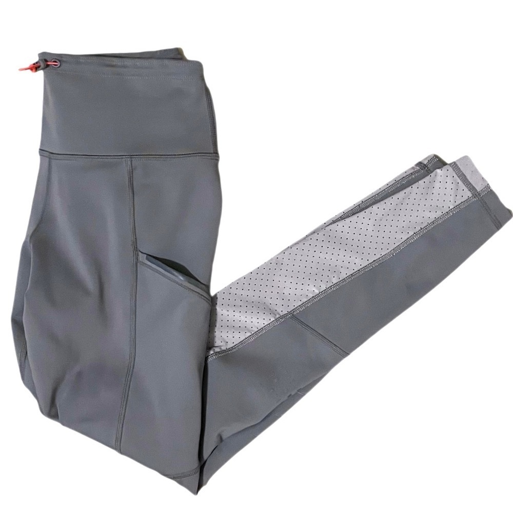 Nike Dri-Fit Womens Pants Advance Running Division Epic Luxe Swoosh Gray Size S